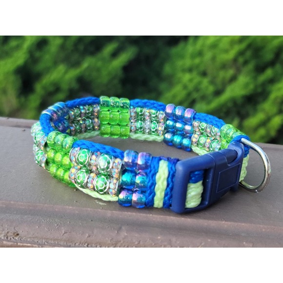 Custom Handmade Beaded Bling Dog Collar - Picture 1 of 2